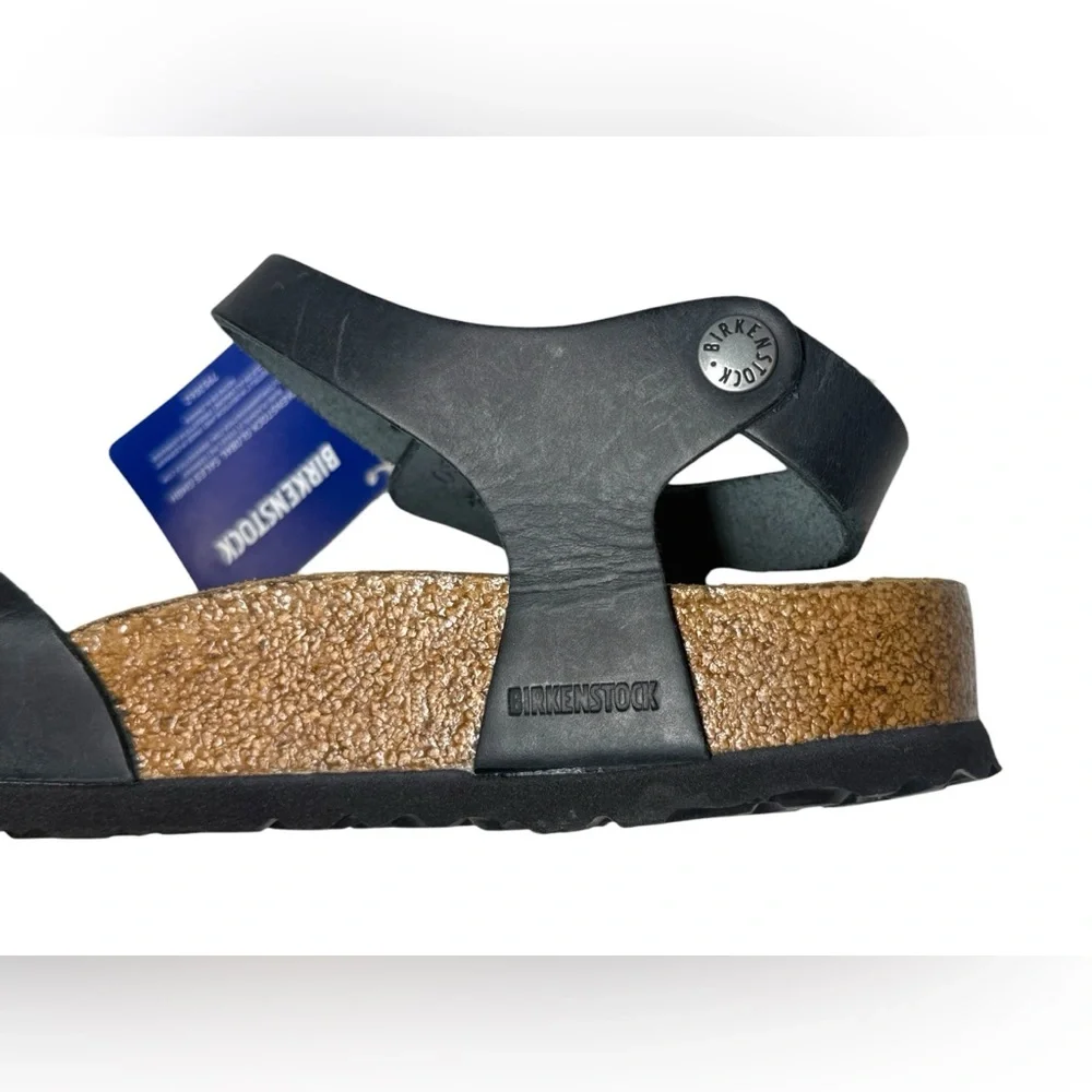 Birkenstock Bali Soft Footbed Sandals Black Oiled Leather 39 Regular Women Sz 8 - Picture 9 of 15